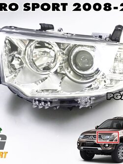 โคมไฟหน้า(ไม่รวมขั้วและหลอด) LH MITSUBISHI PAJERO SPORT ปี 2008-2014 (1ชิ้น) DEPO / รูปจริง