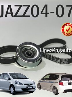 ชุดลูกรอก+สายพานแอร์ ฮอนด้าแจ๊ส04-07/ HONDA JAZZ GD ปี 2004-2007 (1ชุด=2ชิ้น) / รูปจริง