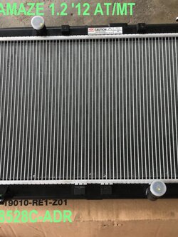 หม้อน้ำฮอนด้าอเมซ HONDA AMAZE เครื่องยนต์ 1.2 L ยี่ห้อ ADR (1 ชิ้น)