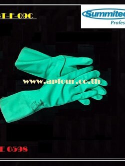 ถุงมือไนไตร ป้องกันสารเคมี สีเขียว Summitech รุ่น GT-F-09C ( เบอร์ 8 , 9 )
