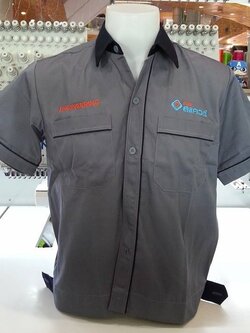 เสื้อช็อปแขนสั้นสีเทา