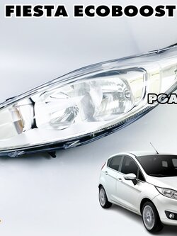 ไฟหน้าทั้งดวง(มุมชุบ) LH FORD FIESTA ECOBOOST 1.0 L ปี 2014-2016 (1 ดวง) แท้ / รูปจริง