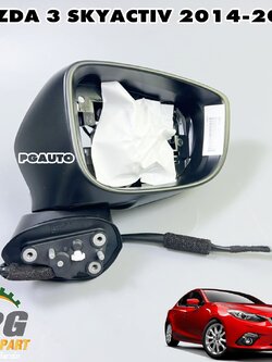เสื้อกระจกมองข้างขวา RH(ไม่มีเซ็นเซอร์วัดระยะ) MAZDA3 SKYACTIV ปี 2014-2018 (1ข้าง) แท้ / รูปจริง