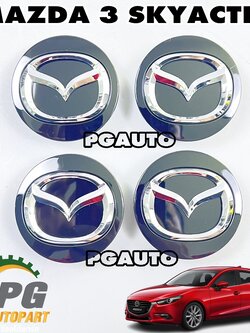 โลโก้ฝาล้อแม็ก MAZDA 3 SKYACTIV ปี 2014-2018 (1 ชุด = 4 ชิ้น) แท้ / รูปจริง