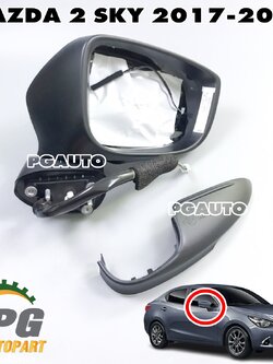 เสื้อกระจกมองข้าง RH (มีไฟเตือน) MAZDA 2 SKYACTIV ปี 2017-2018(1ชิ้น) แท้ / รูปจริง