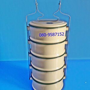 ปิ่นโตเคลือบเหลือง ขนาด 14 ซ.ม 5 ชั้น