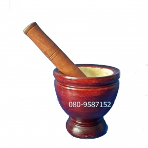 ครกไม้ พร้อมสาก ขนาด 6 นิ้ว