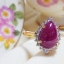 M068แหวนทับทิมแท้ สีหวานเนื้อสวยล้อมเพชรแท้ 0.41 กะรัต ใส่สวยเสริมราศี