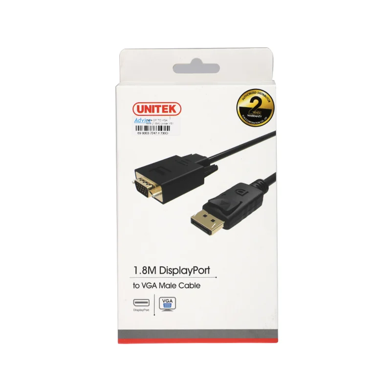 Cable Display TO VGA M/M (1.8M) Unitek Y5118F